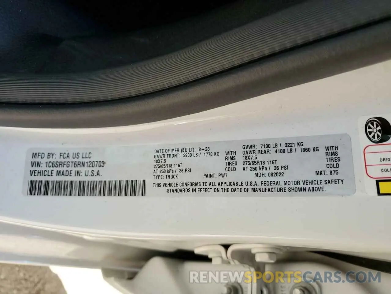 12 Photograph of a damaged car 1C6SRFGT6RN120703 RAM 1500 2024