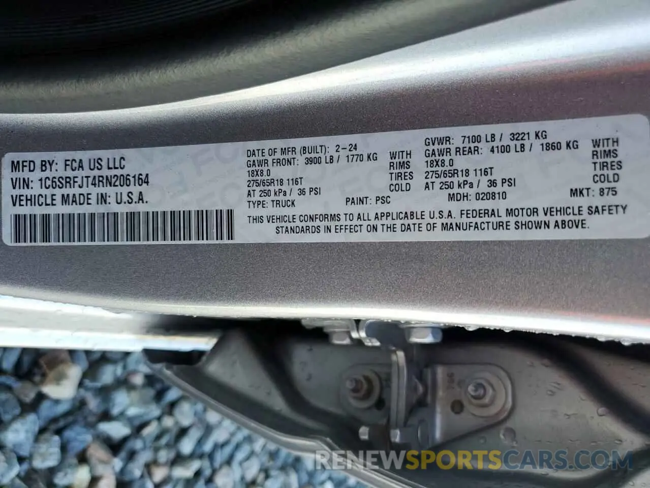 13 Photograph of a damaged car 1C6SRFJT4RN206164 RAM 1500 2024