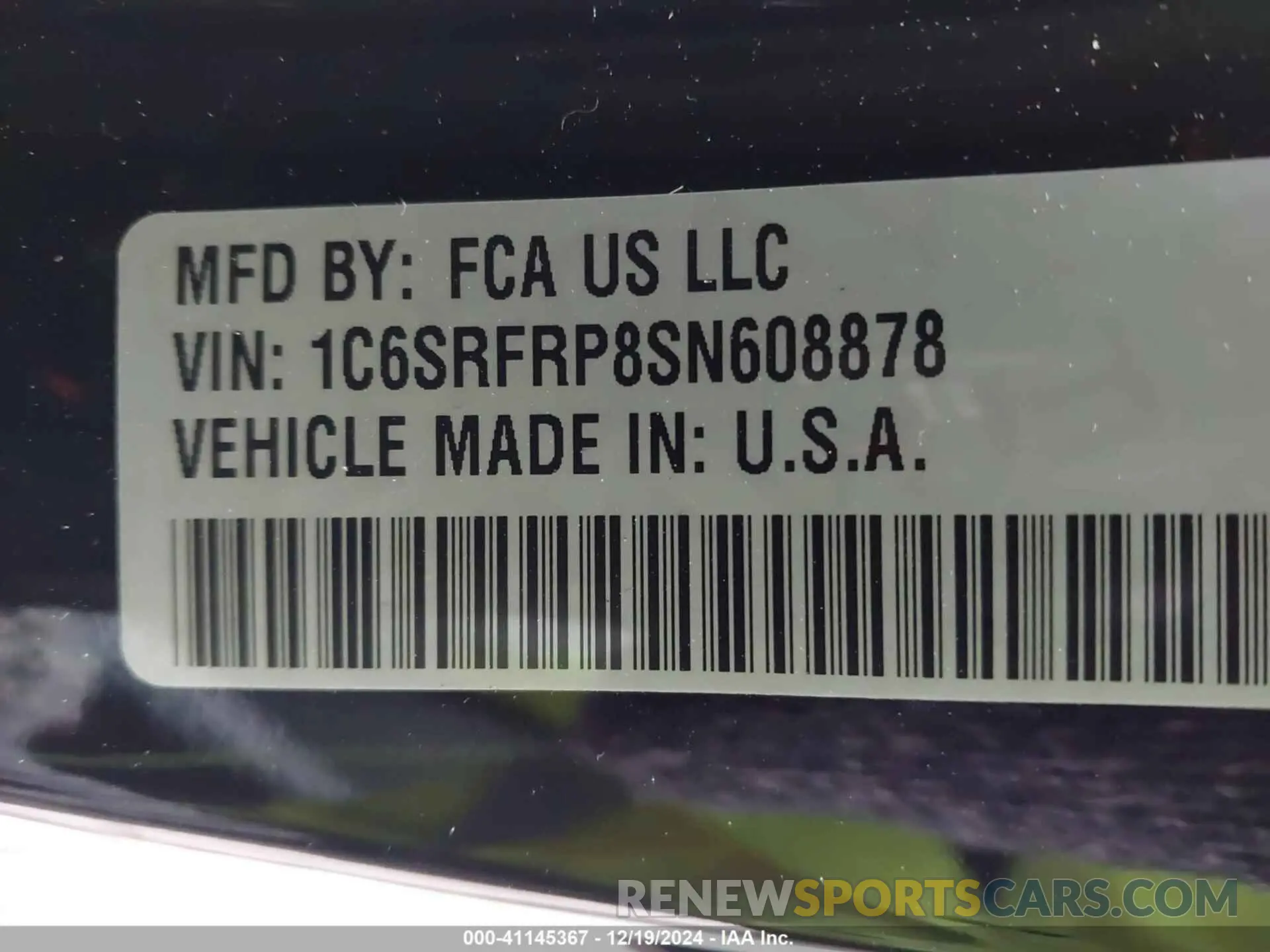 9 Photograph of a damaged car 1C6SRFRP8SN608878 RAM 1500 2025