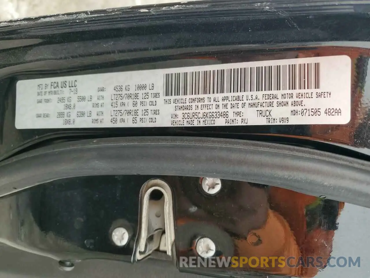 12 Photograph of a damaged car 3C6UR5CJ6KG633486 RAM 2500 2019