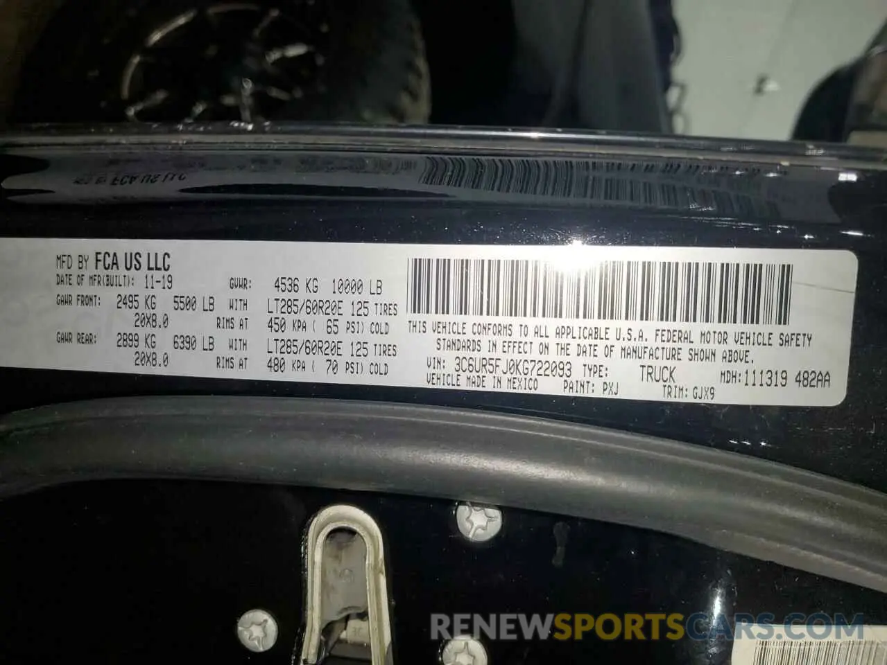 12 Photograph of a damaged car 3C6UR5FJ0KG722093 RAM 2500 2019