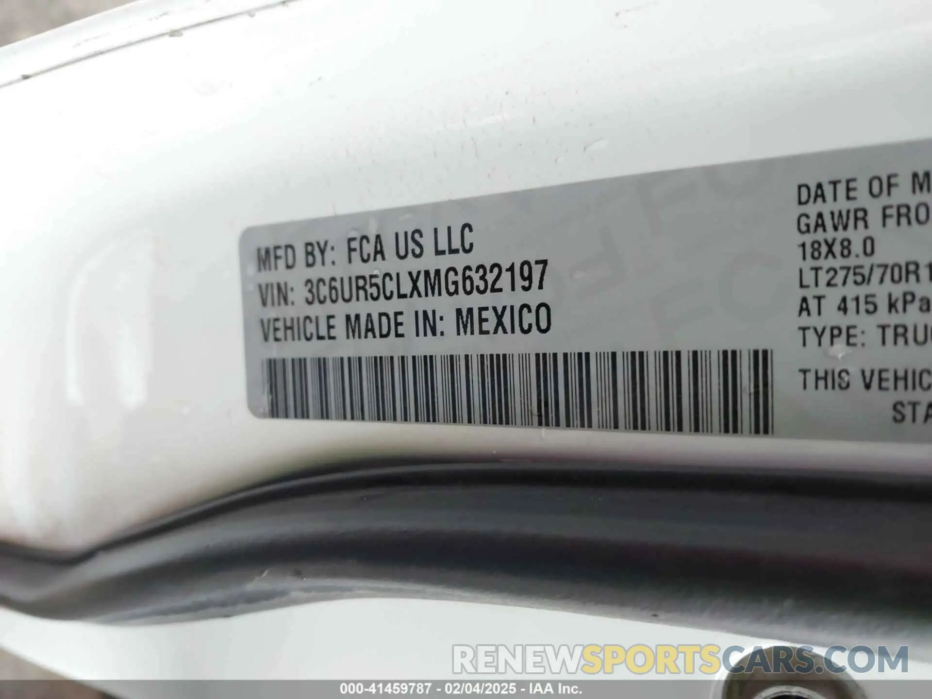 9 Photograph of a damaged car 3C6UR5CLXMG632197 RAM 2500 2021