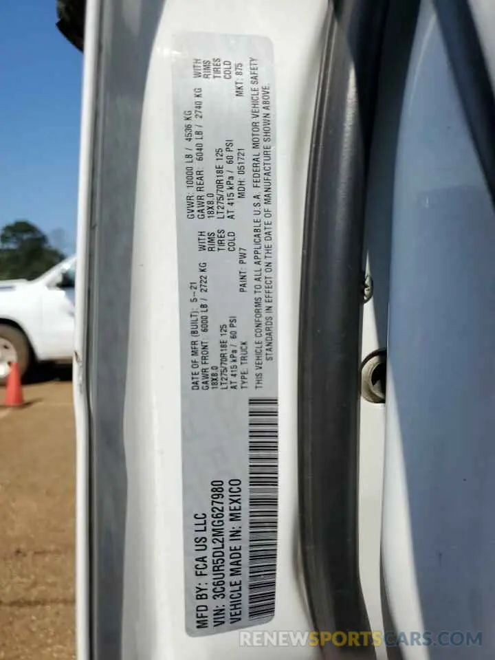 12 Photograph of a damaged car 3C6UR5DL2MG627980 RAM 2500 2021