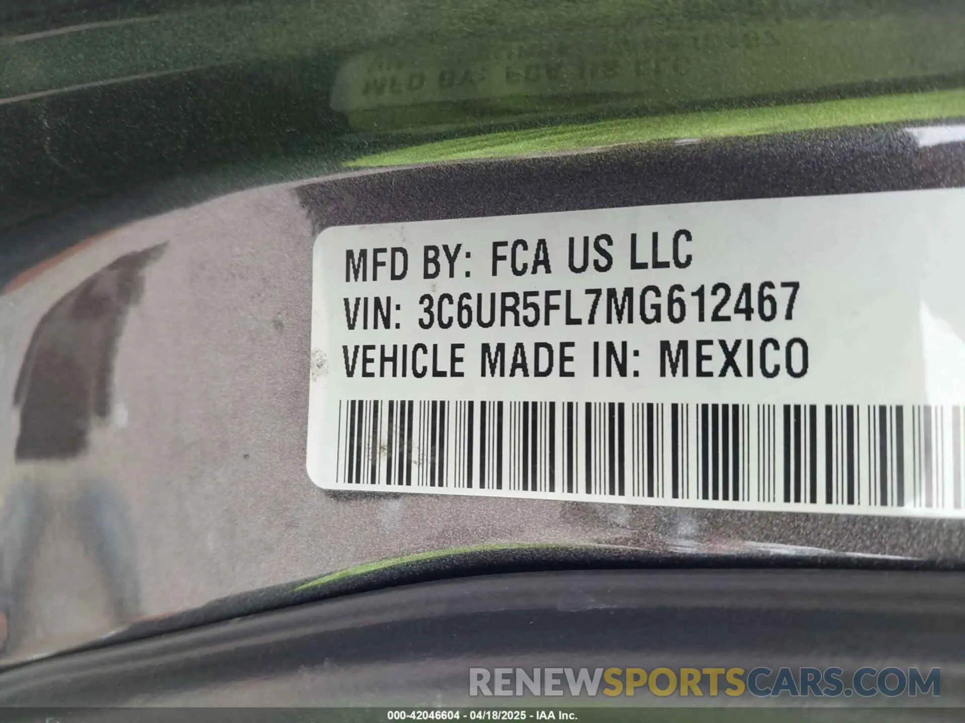 9 Photograph of a damaged car 3C6UR5FL7MG612467 RAM 2500 2021