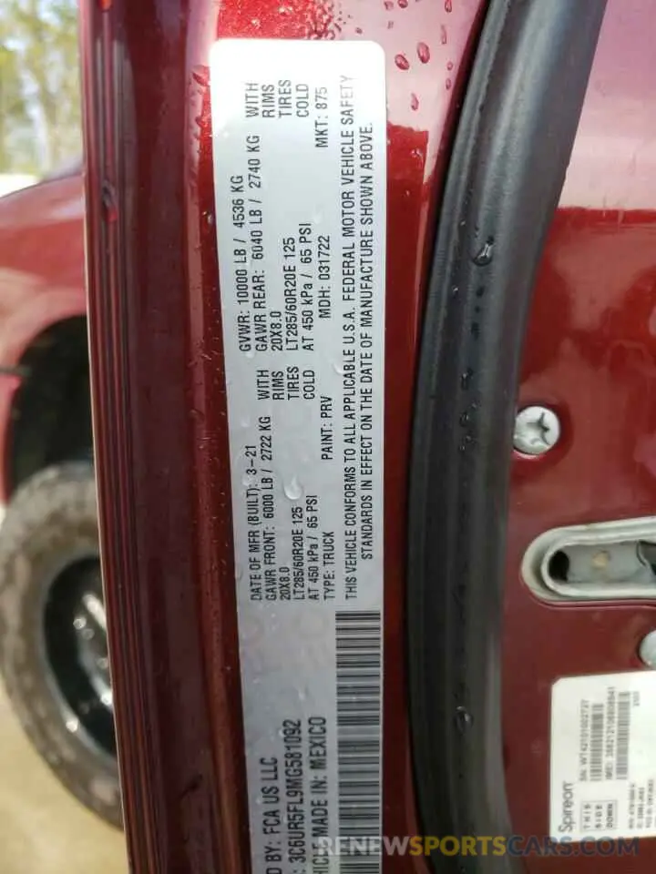 12 Photograph of a damaged car 3C6UR5FL9MG581092 RAM 2500 2021