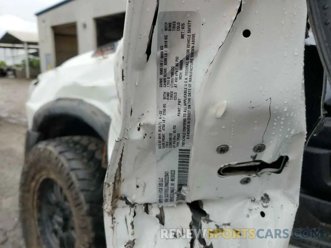 12 Photograph of a damaged car 3C6TR5EJ9NG222841 RAM 2500 2022