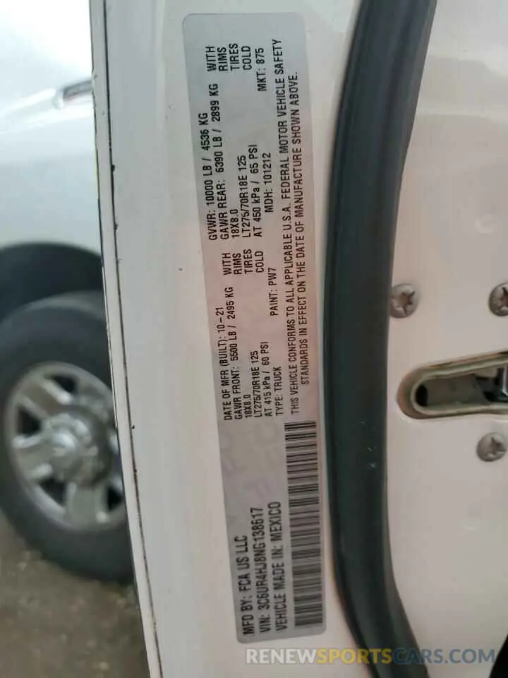 12 Photograph of a damaged car 3C6UR4HJ8NG138617 RAM 2500 2022