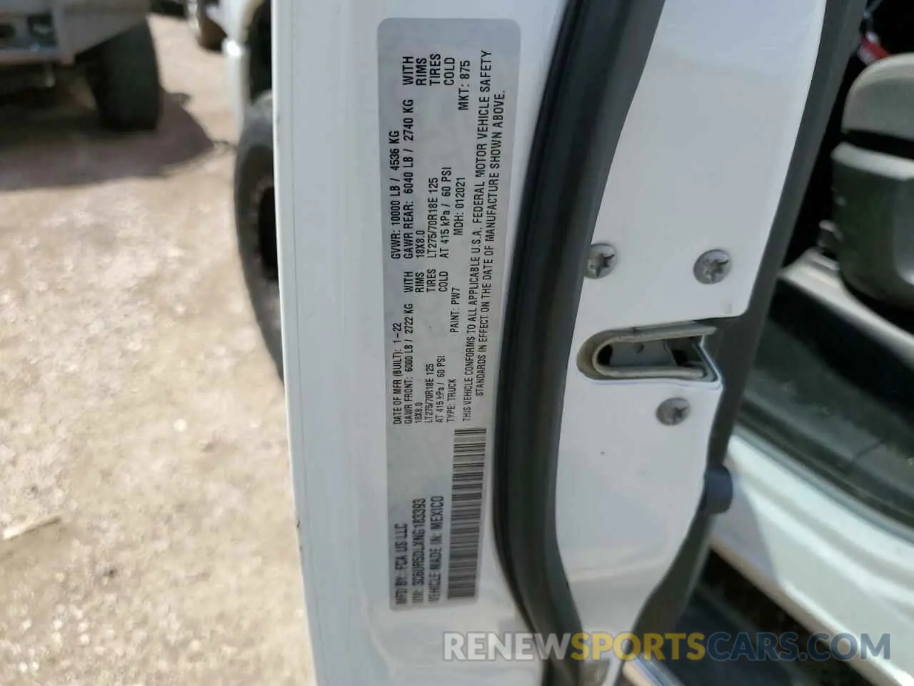 12 Photograph of a damaged car 3C6UR5DLXNG183393 RAM 2500 2022