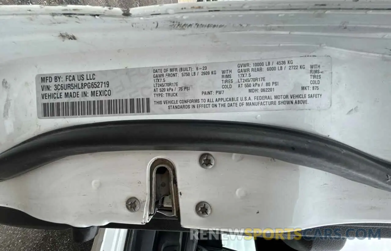 10 Photograph of a damaged car 3C6UR5HL8PG652719 RAM 2500 2023