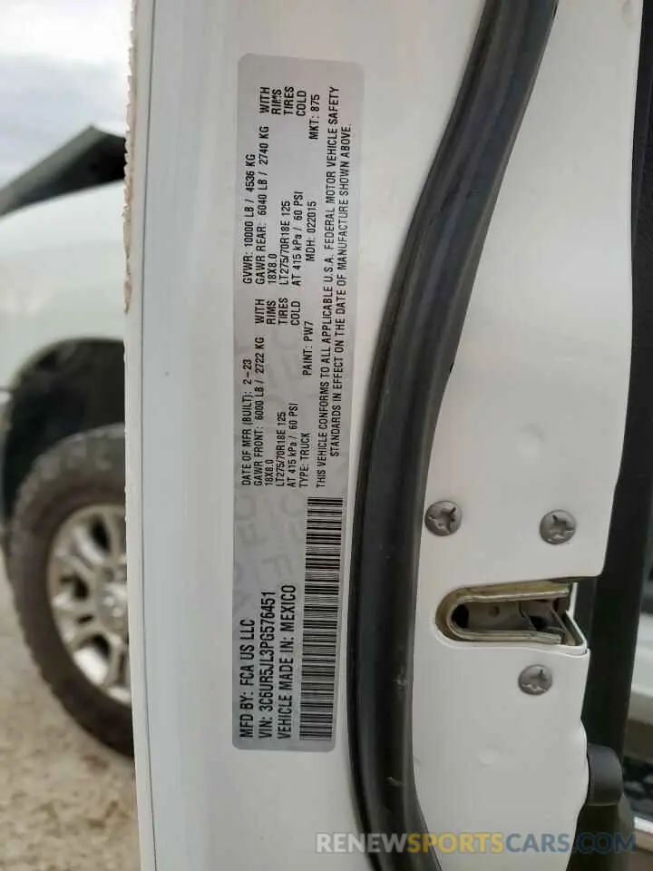 12 Photograph of a damaged car 3C6UR5JL3PG576451 RAM 2500 2023