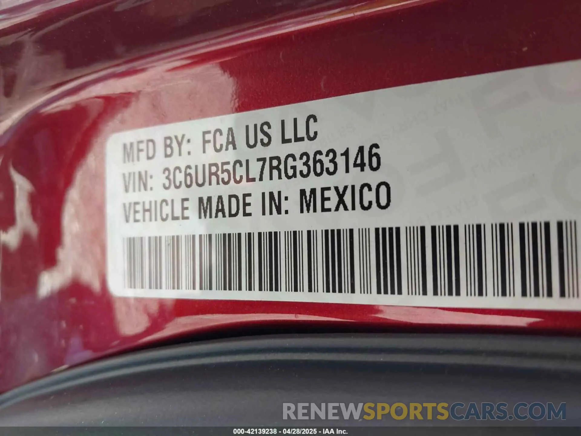 9 Photograph of a damaged car 3C6UR5CL7RG363146 RAM 2500 2024