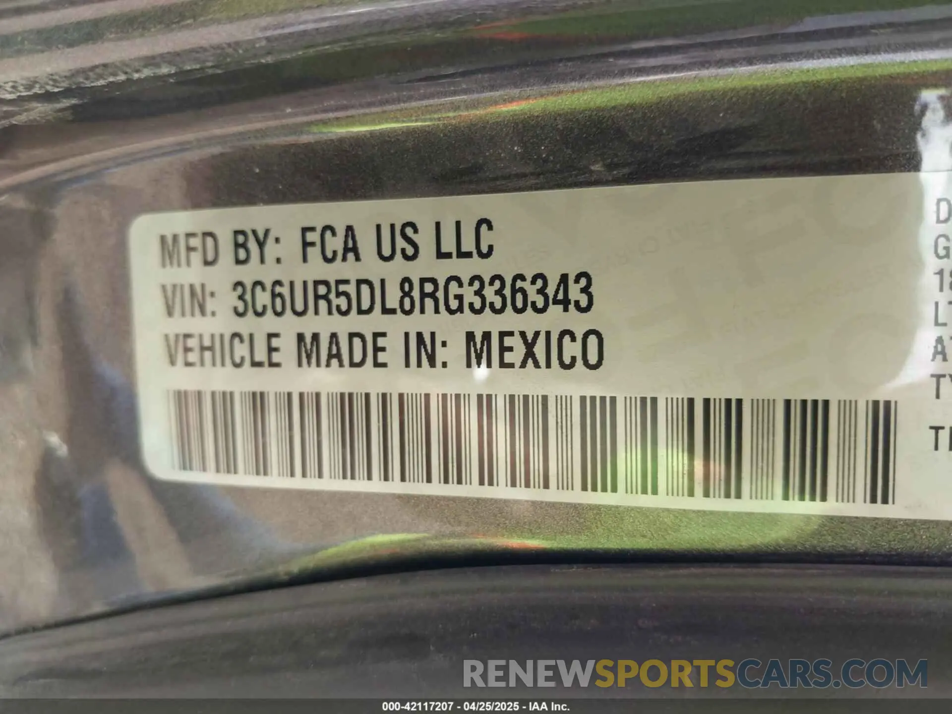 9 Photograph of a damaged car 3C6UR5DL8RG336343 RAM 2500 2024