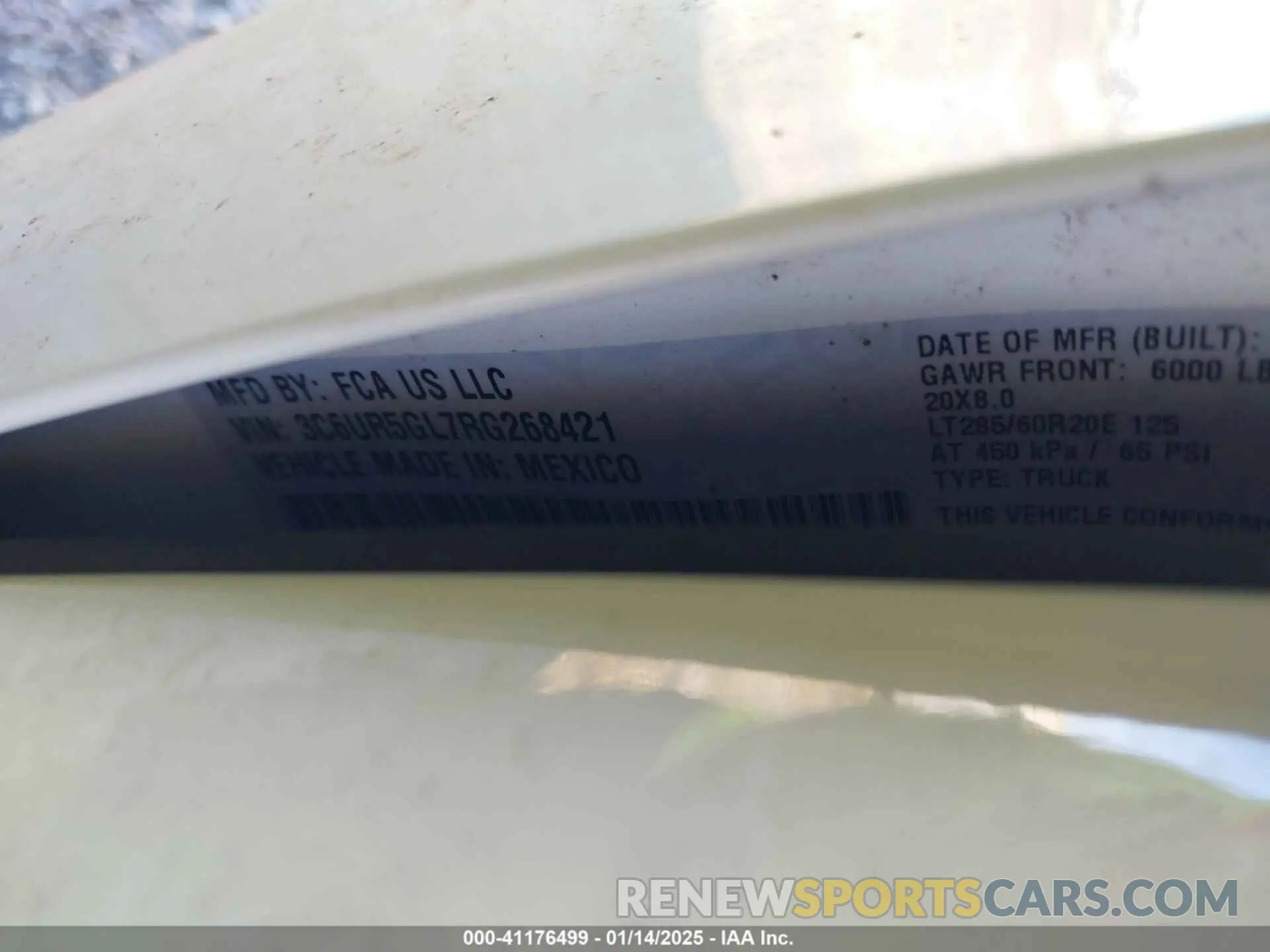 9 Photograph of a damaged car 3C6UR5GL7RG268421 RAM 2500 2024