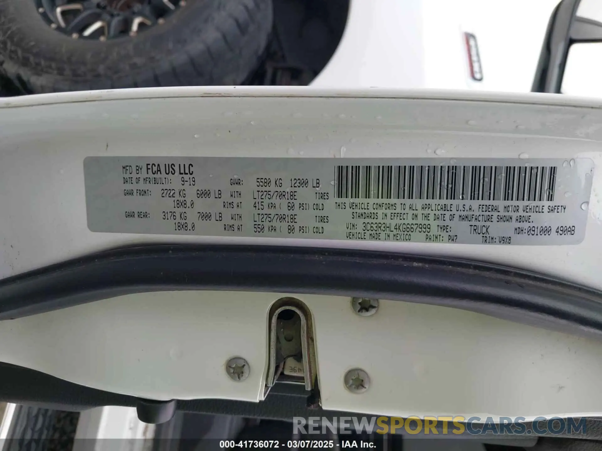8 Photograph of a damaged car 3C63R3HL4KG667999 RAM 3500 2019