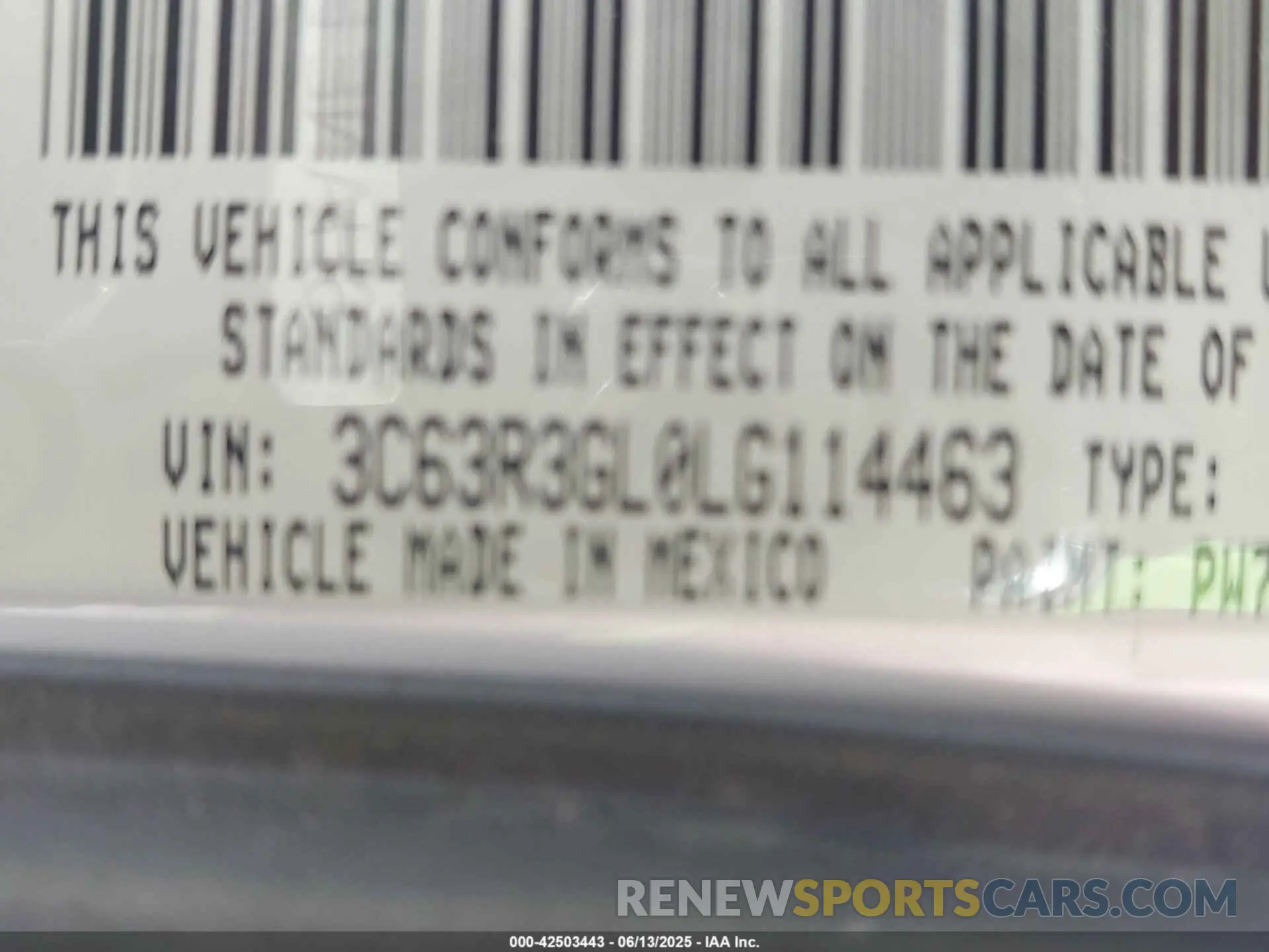8 Photograph of a damaged car 3C63R3GL0LG114463 RAM 3500 2020
