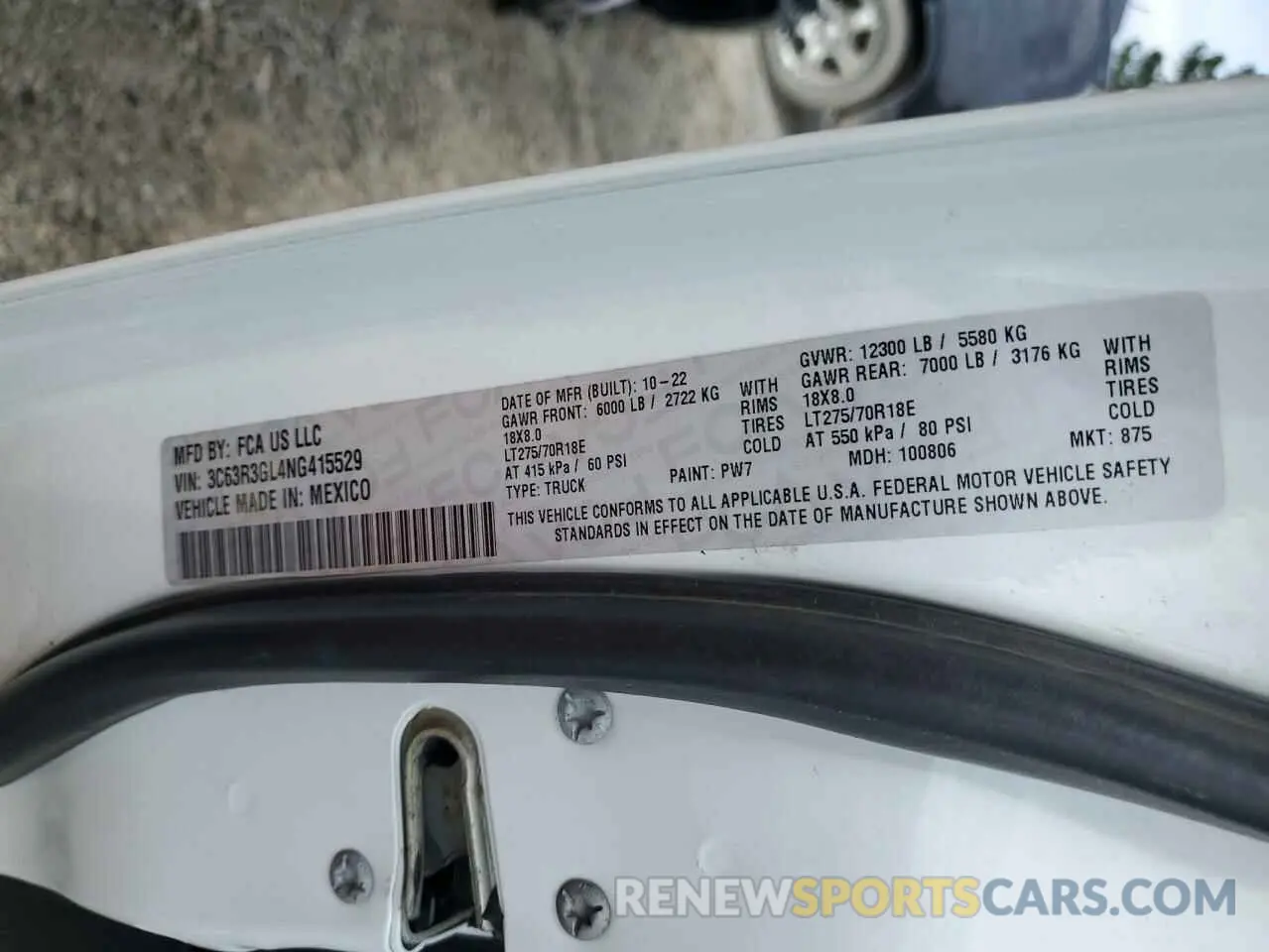 13 Photograph of a damaged car 3C63R3GL4NG415529 RAM 3500 2022