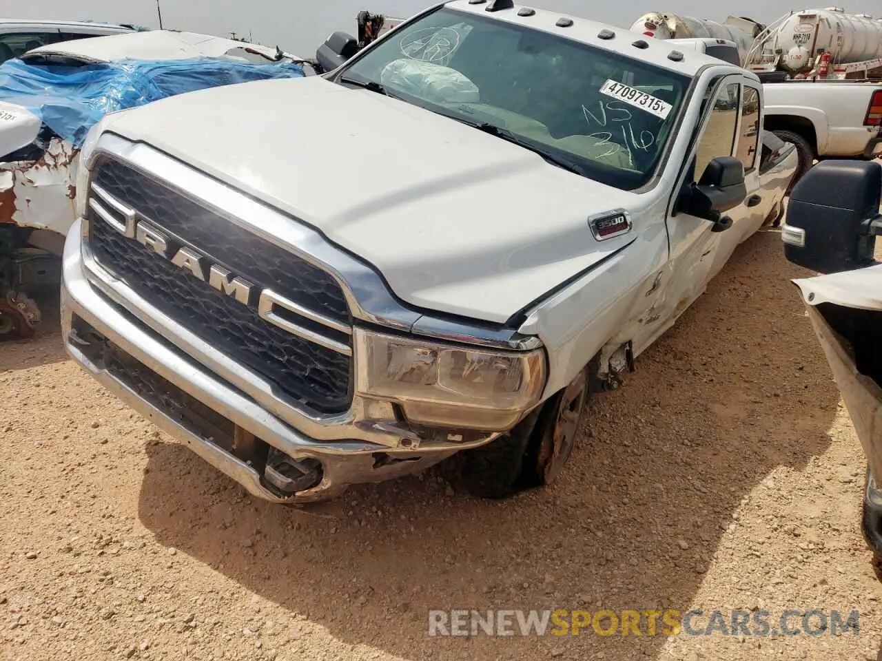 1 Photograph of a damaged car 3C63R3GL8NG343931 RAM 3500 2022