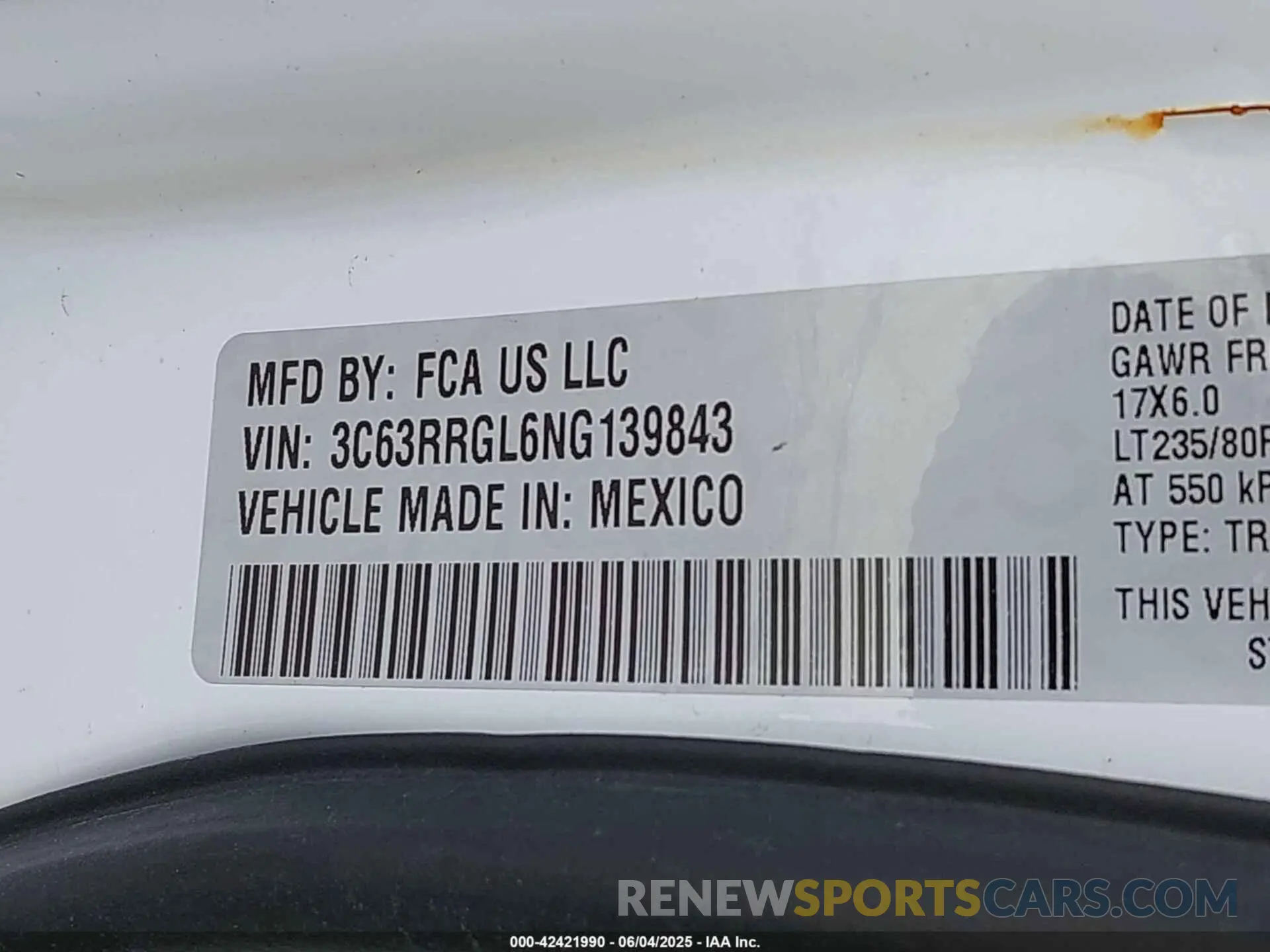 9 Photograph of a damaged car 3C63RRGL6NG139843 RAM 3500 2022