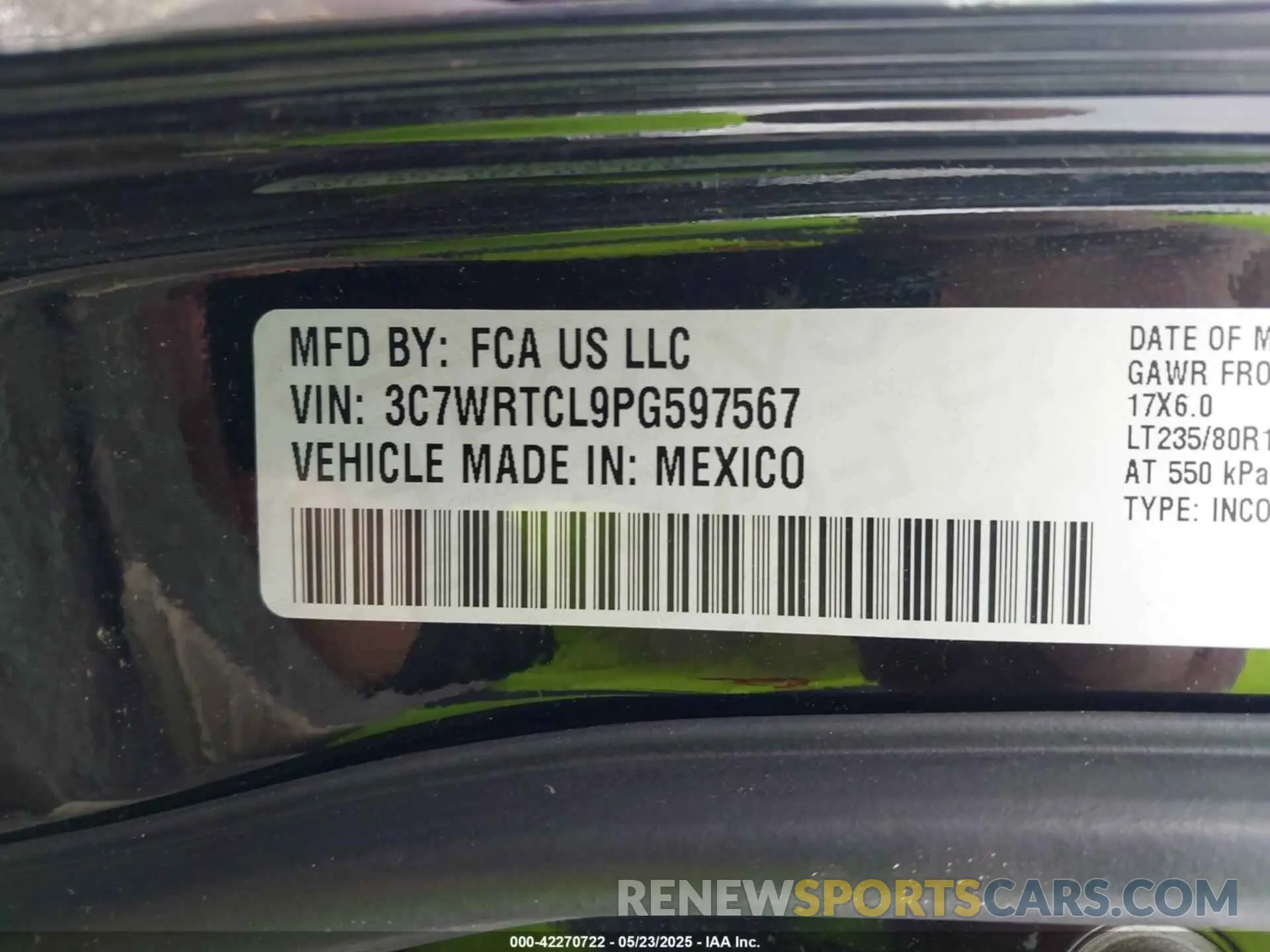 8 Photograph of a damaged car 3C7WRTCL9PG597567 RAM 3500 CHASSIS 2023