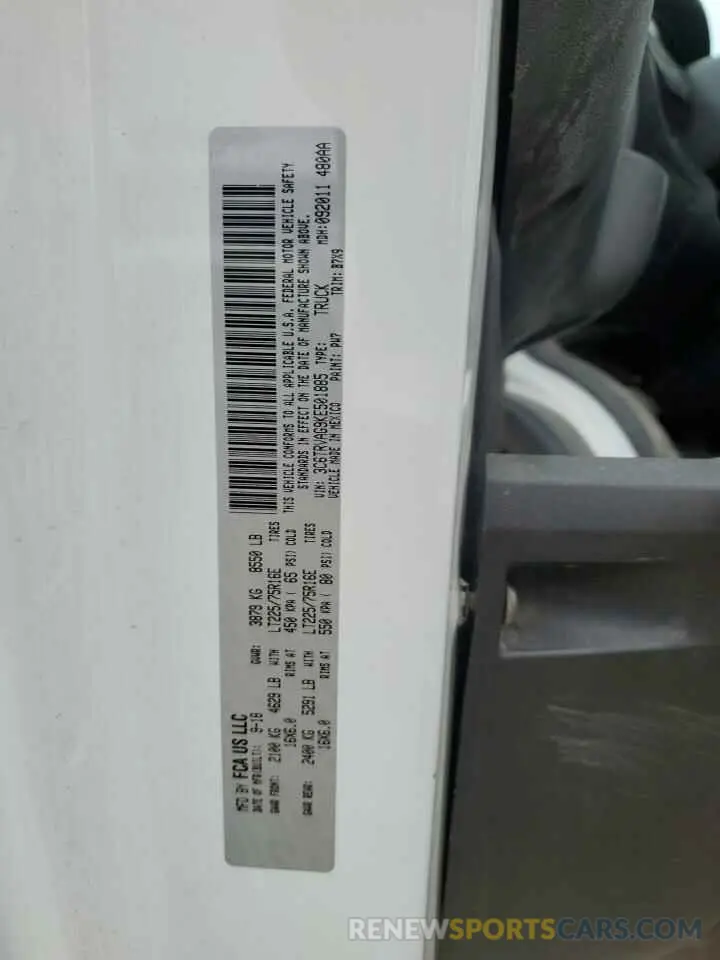 12 Photograph of a damaged car 3C6TRVAG9KE501885 RAM All Models 2019