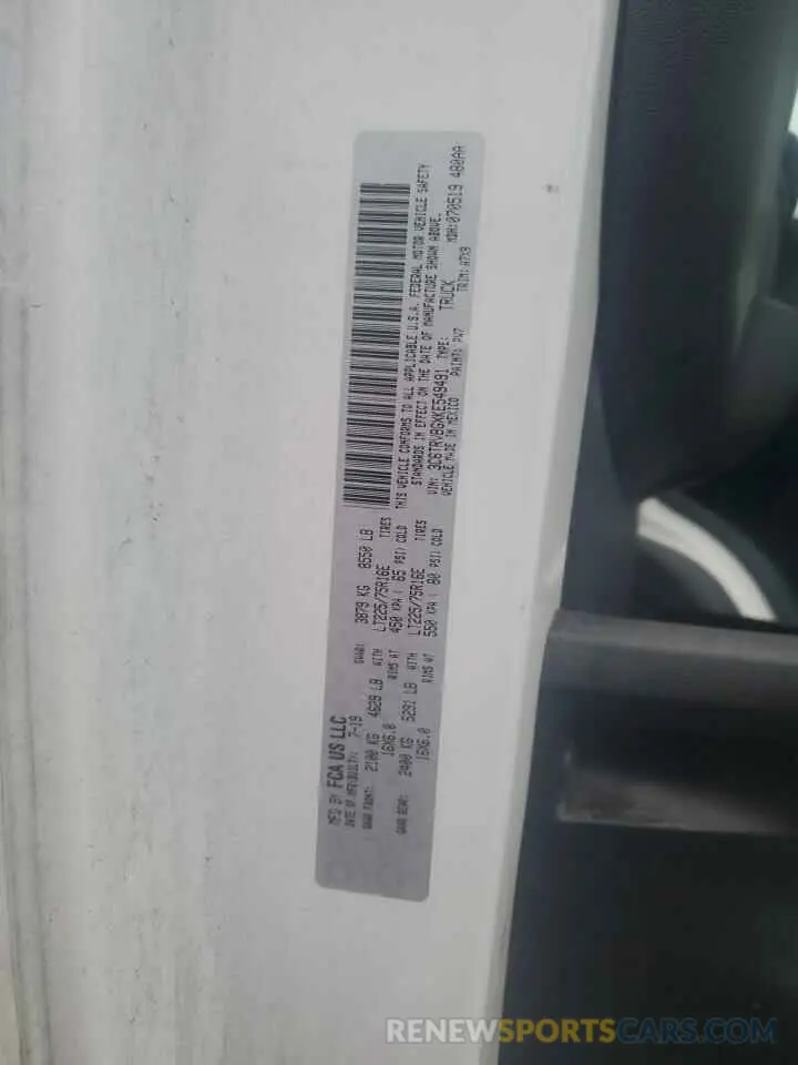13 Photograph of a damaged car 3C6TRVBGXKE549491 RAM All Models 2019