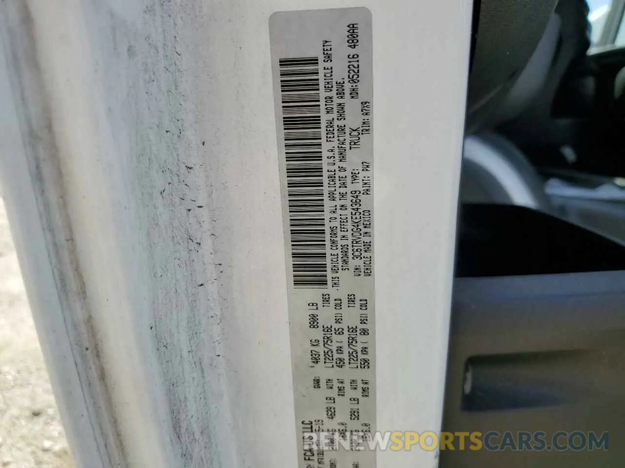 13 Photograph of a damaged car 3C6TRVDG4KE543649 RAM All Models 2019
