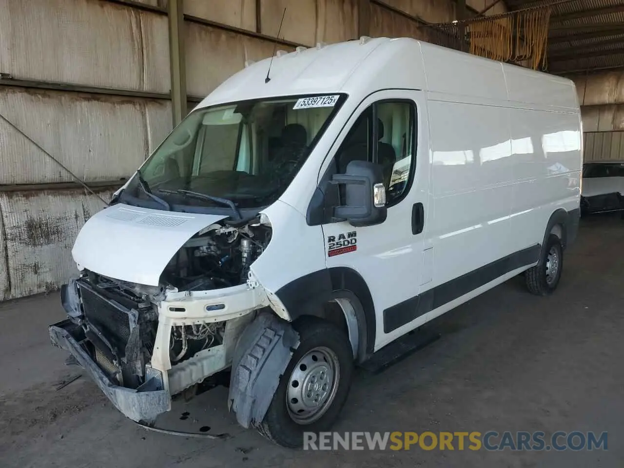 1 Photograph of a damaged car 3C6TRVDG7KE550398 RAM All Models 2019
