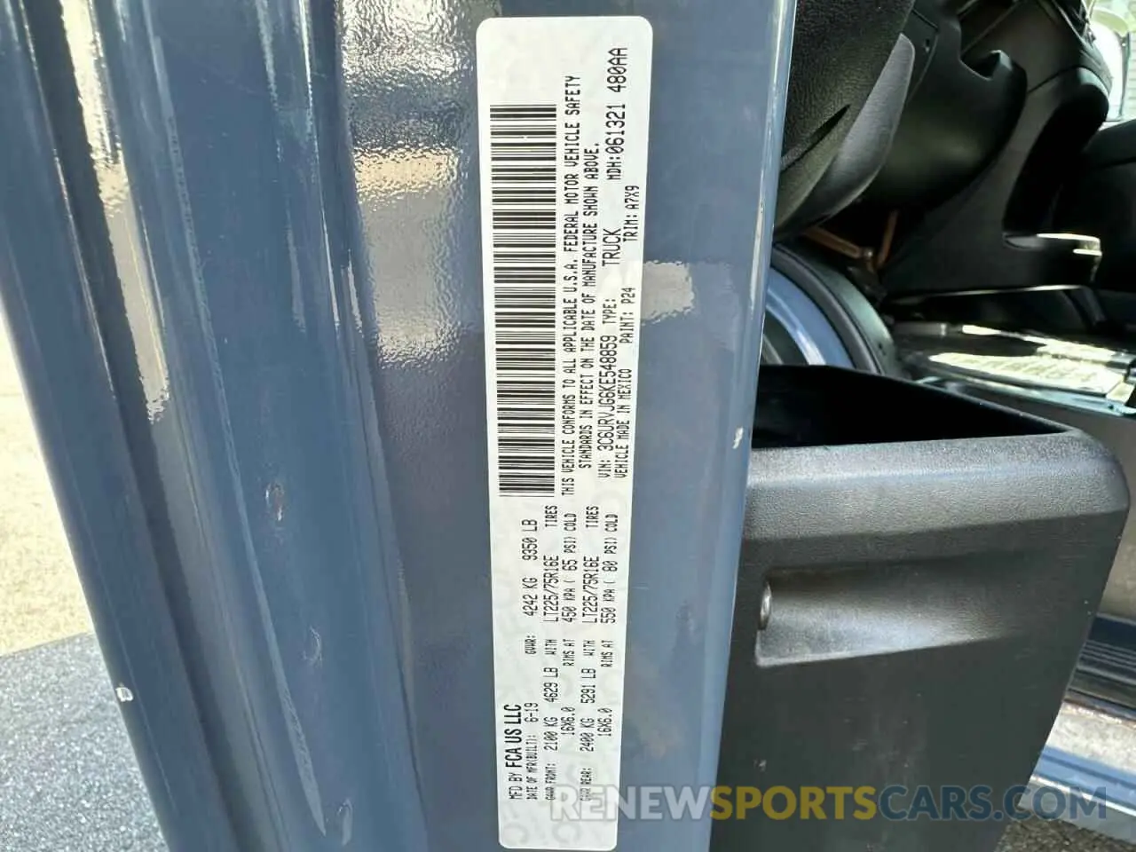 10 Photograph of a damaged car 3C6URVJG6KE548859 RAM All Models 2019