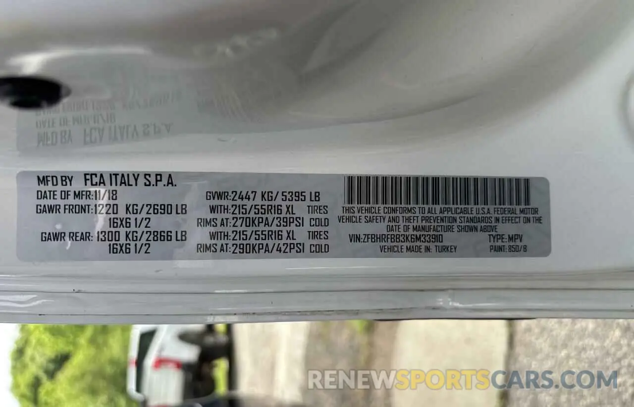 10 Photograph of a damaged car ZFBHRFBB3K6M33910 RAM All Models 2019