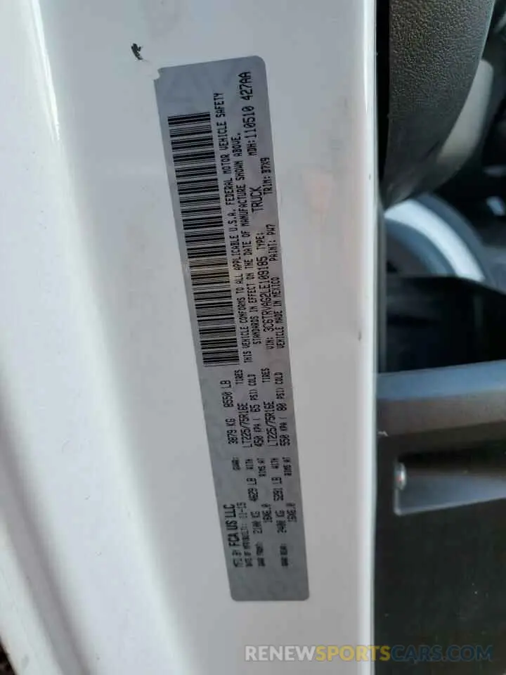 13 Photograph of a damaged car 3C6TRVAG2LE109185 RAM All Models 2020