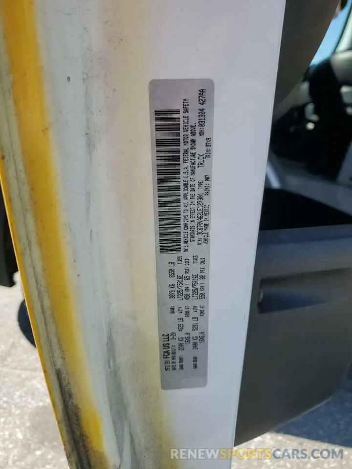 13 Photograph of a damaged car 3C6TRVAG2LE127301 RAM All Models 2020