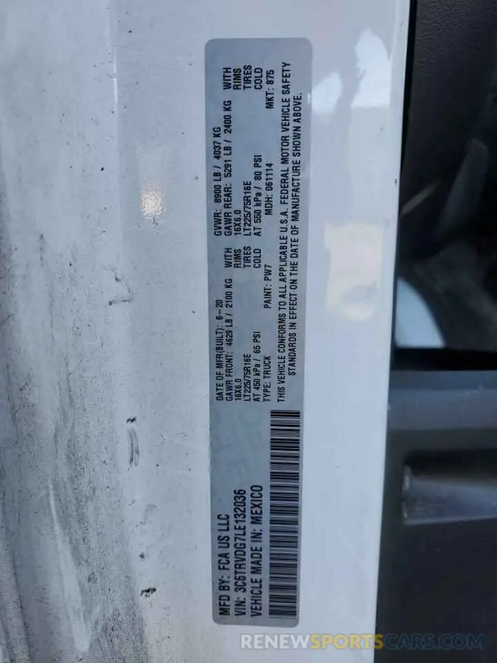 13 Photograph of a damaged car 3C6TRVDG7LE132036 RAM All Models 2020