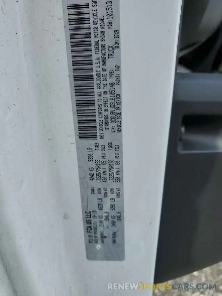 13 Photograph of a damaged car 3C6URVJG3LE105148 RAM All Models 2020