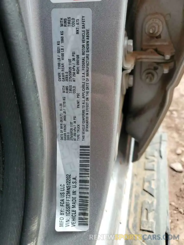 13 Photograph of a damaged car 1C6SRFFT2MN512202 RAM All Models 2021