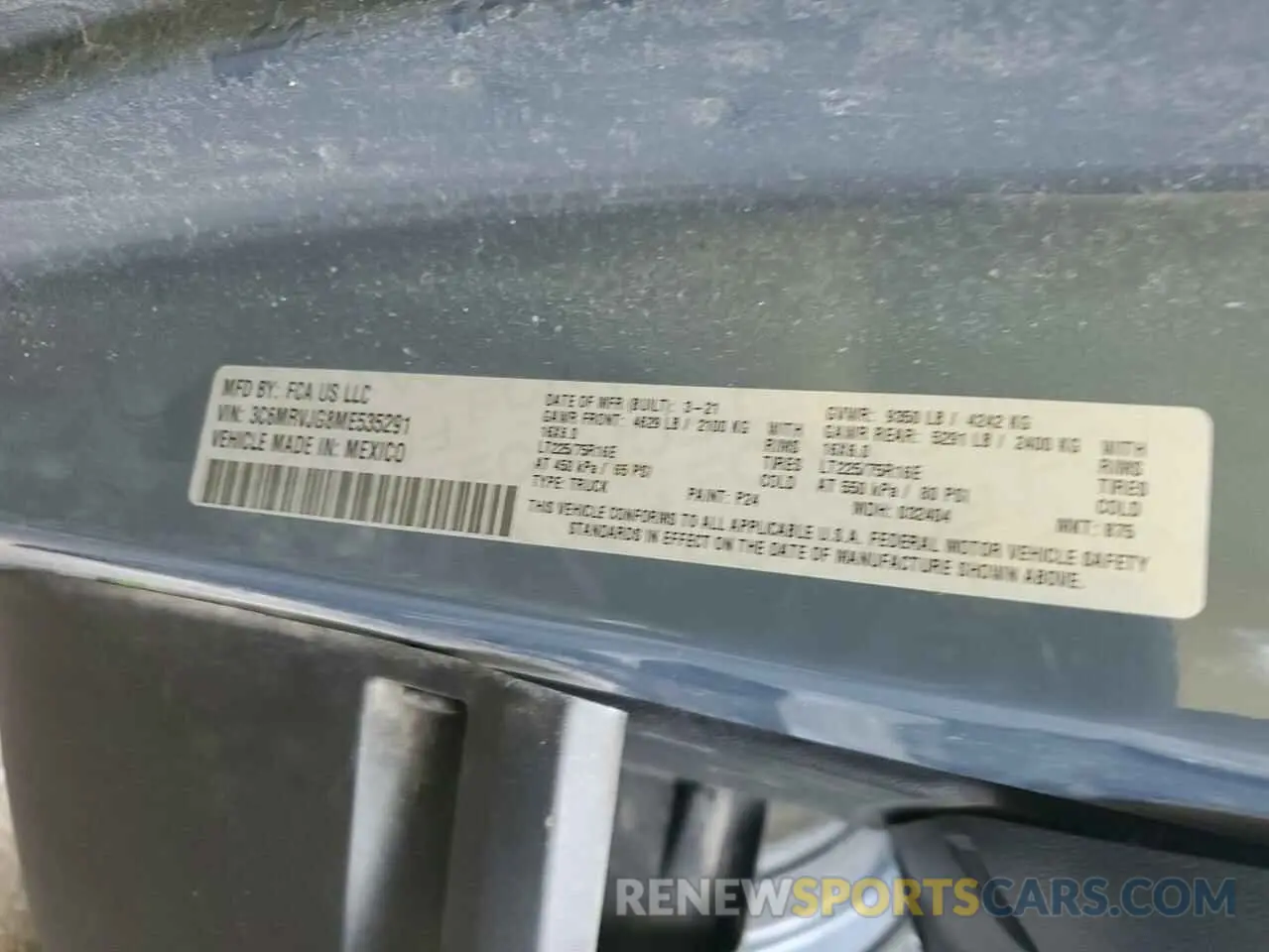 13 Photograph of a damaged car 3C6MRVJG8ME535291 RAM All Models 2021