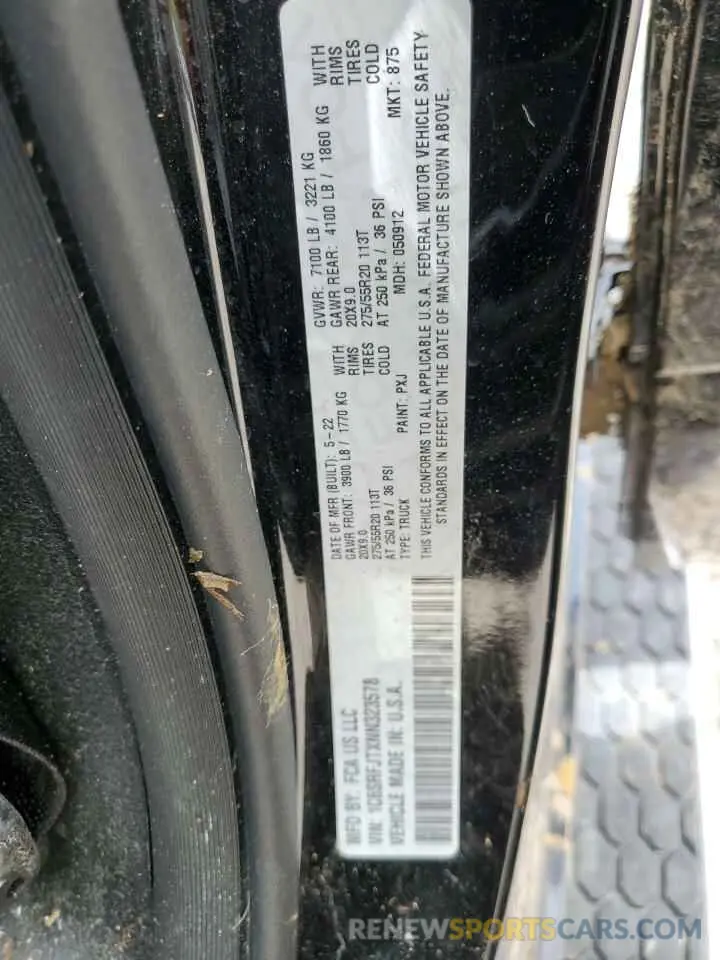12 Photograph of a damaged car 1C6SRFJTXNN323578 RAM All Models 2022