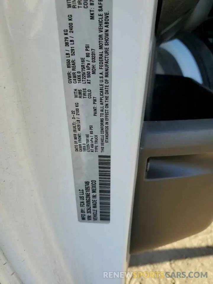 14 Photograph of a damaged car 3C6LRVBG3NE109746 RAM All Models 2022