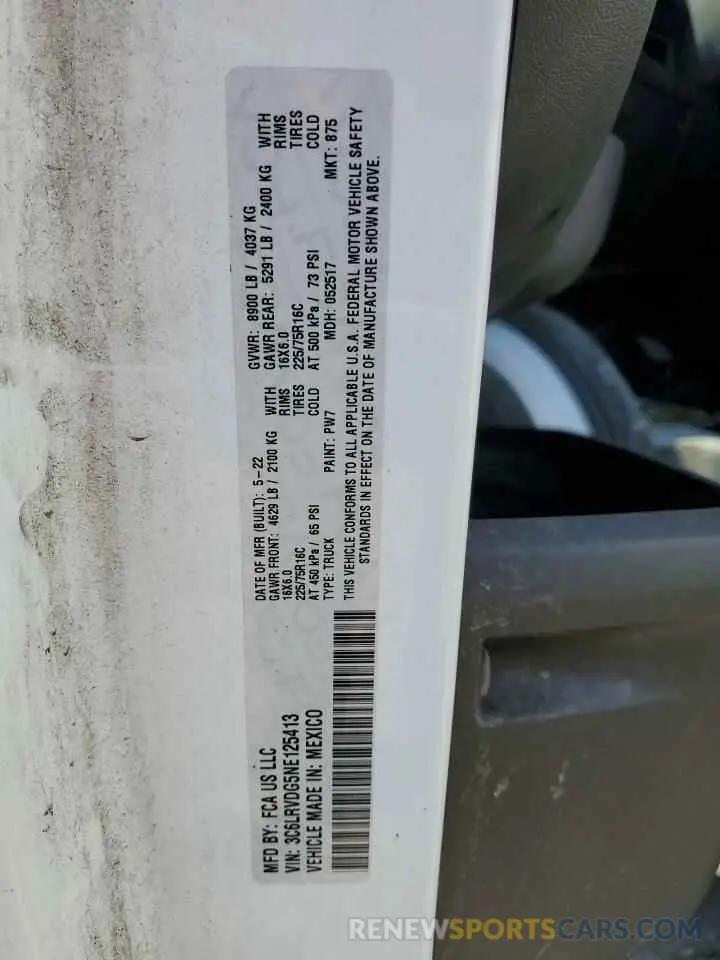 13 Photograph of a damaged car 3C6LRVDG5NE125413 RAM All Models 2022