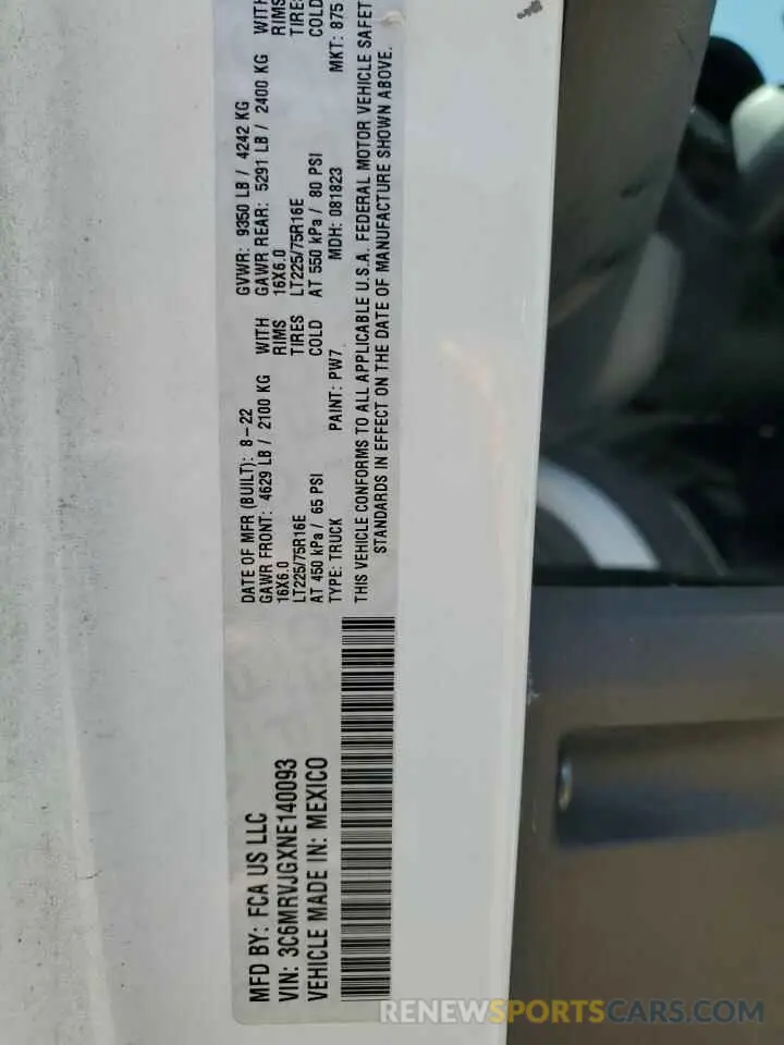 13 Photograph of a damaged car 3C6MRVJGXNE140093 RAM All Models 2022