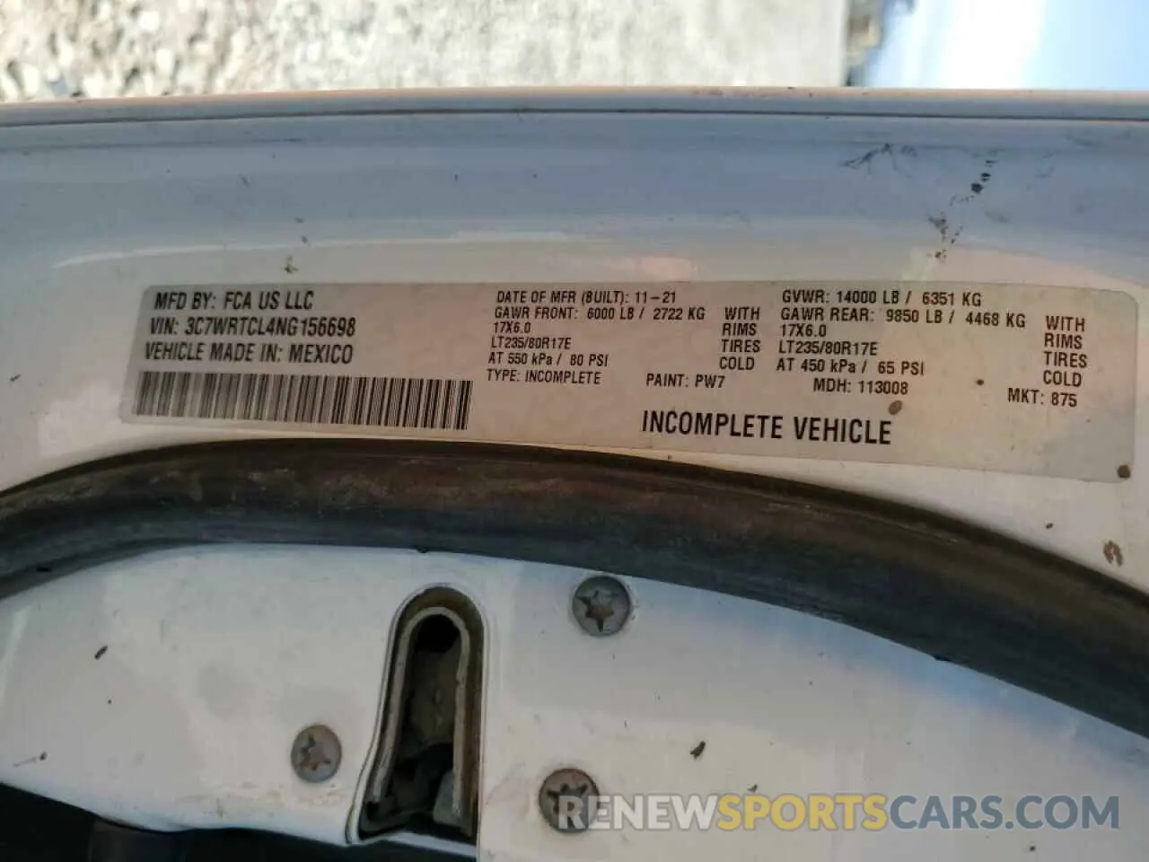 12 Photograph of a damaged car 3C7WRTCL4NG156698 RAM All Models 2022