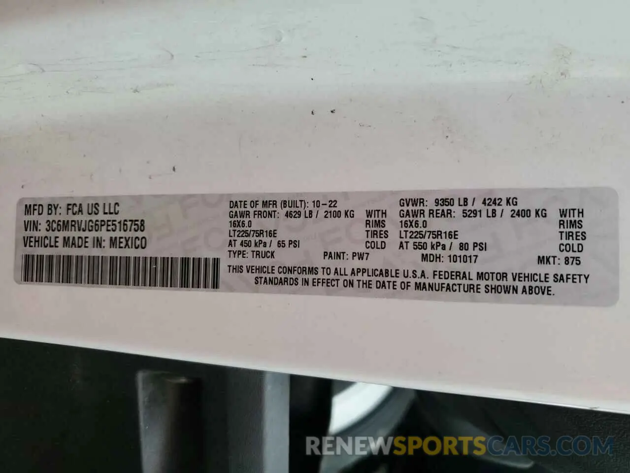 13 Photograph of a damaged car 3C6MRVJG6PE516758 RAM All Models 2023