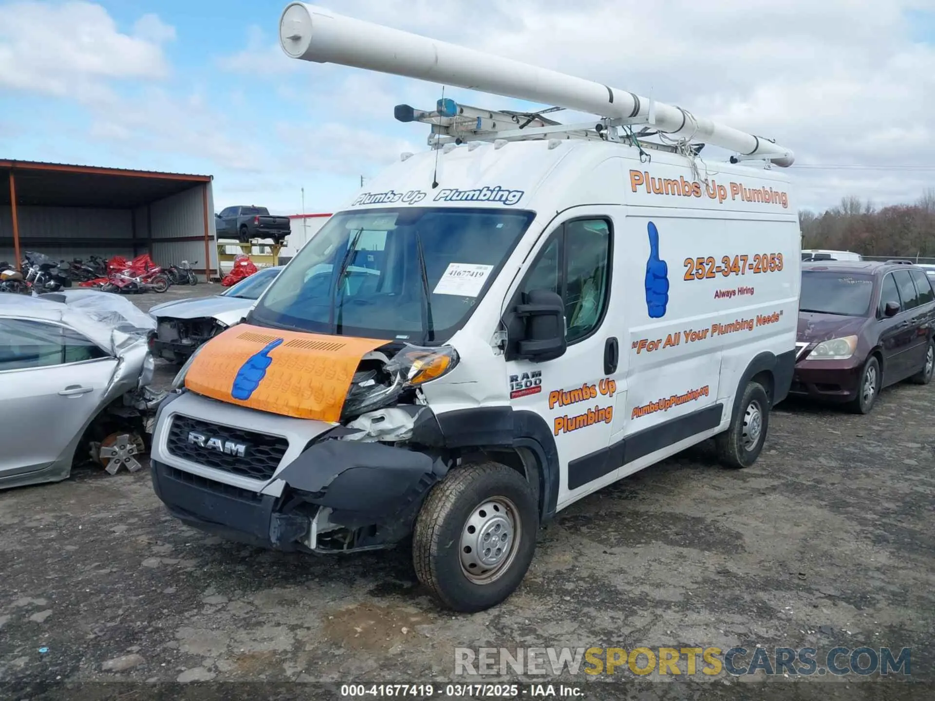 2 Photograph of a damaged car 3C6TRVBG3KE532824 RAM PROMASTER 1500 2019