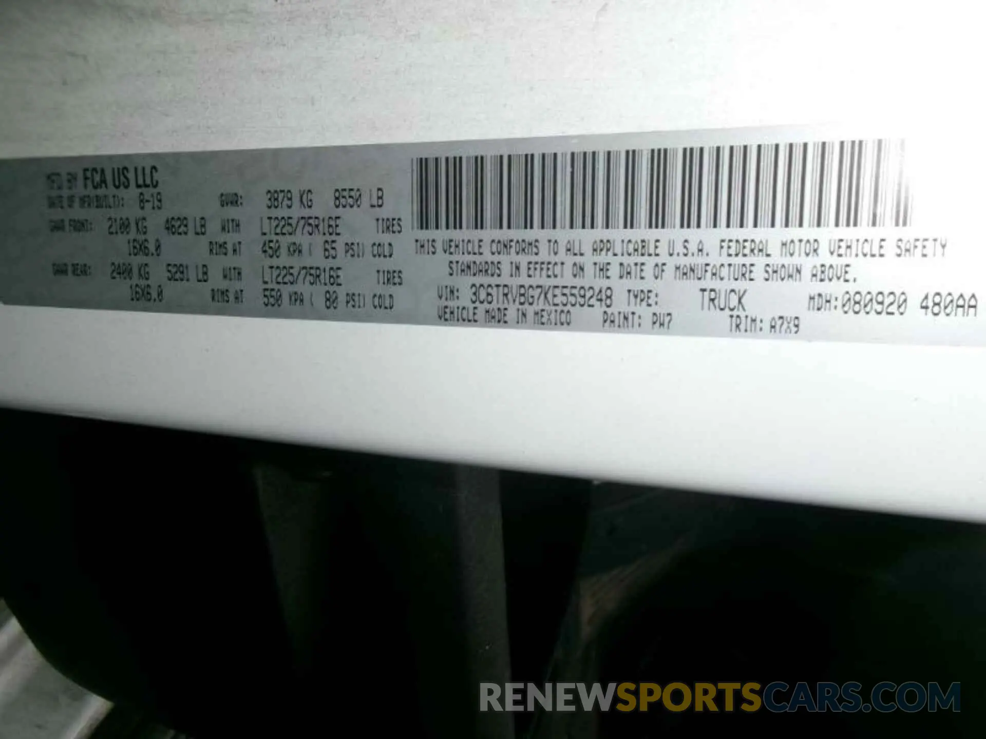 8 Photograph of a damaged car 3C6TRVBG7KE559248 RAM PROMASTER 1500 2019