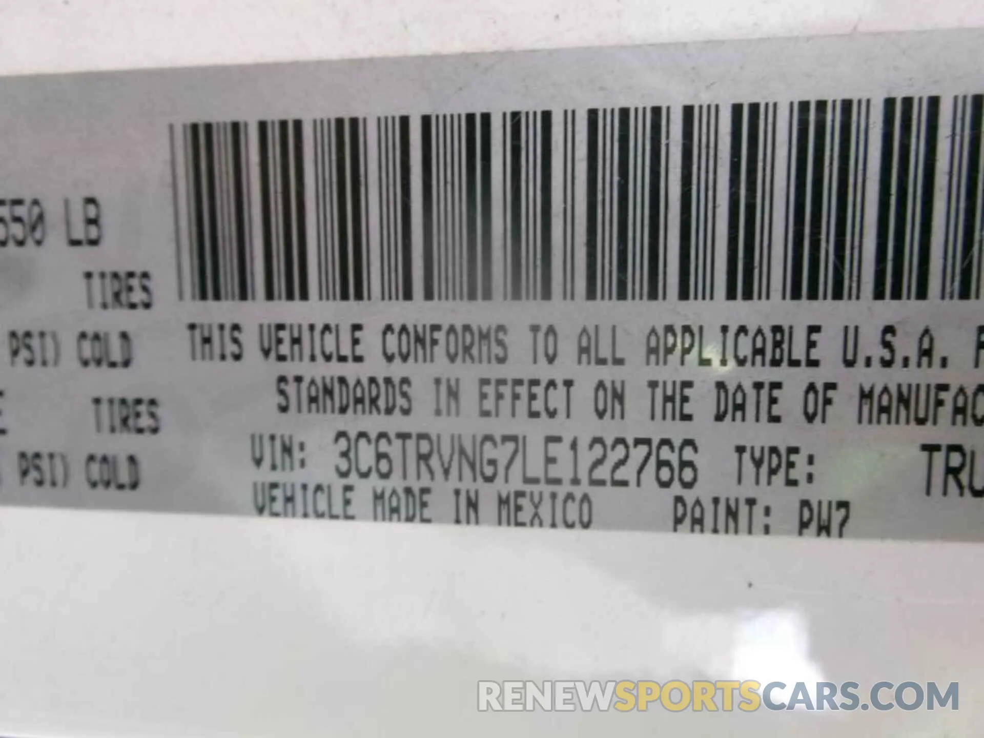 6 Photograph of a damaged car 3C6TRVNG7LE122766 RAM PROMASTER 1500 2020
