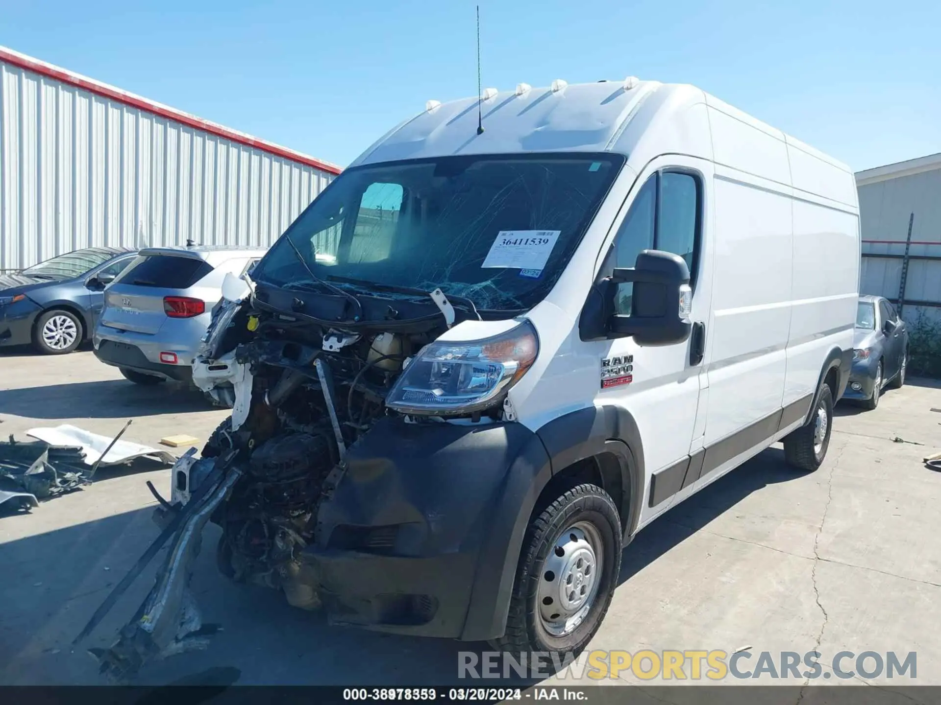 2 Photograph of a damaged car 3C6TRVDG2KE506177 RAM PROMASTER 2500 2019