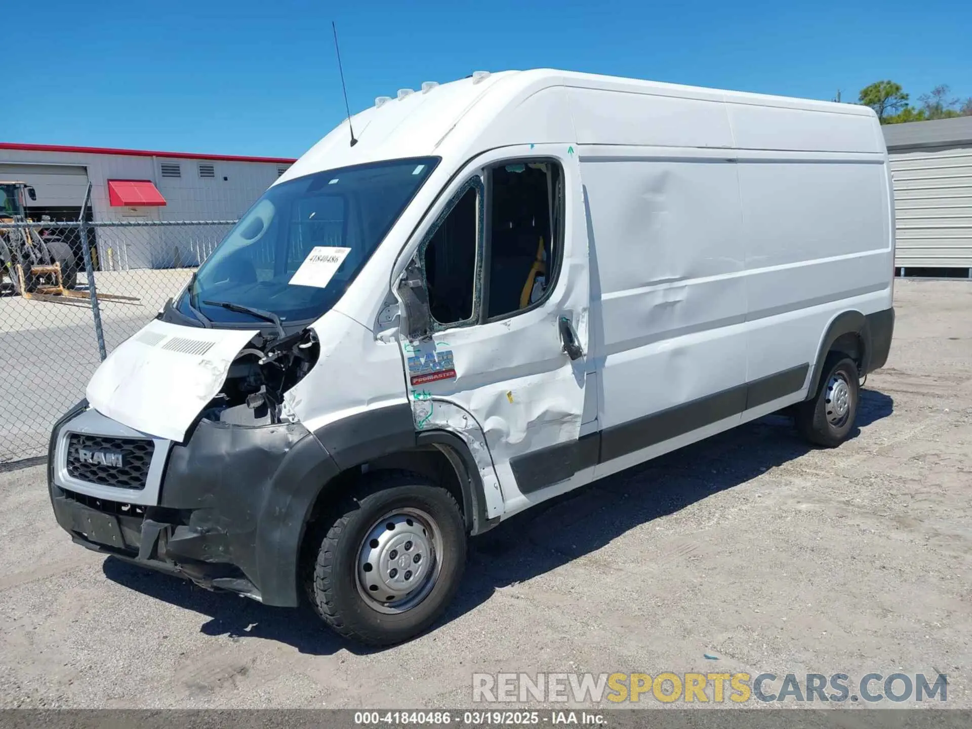 2 Photograph of a damaged car 3C6TRVDG8KE547249 RAM PROMASTER 2500 2019