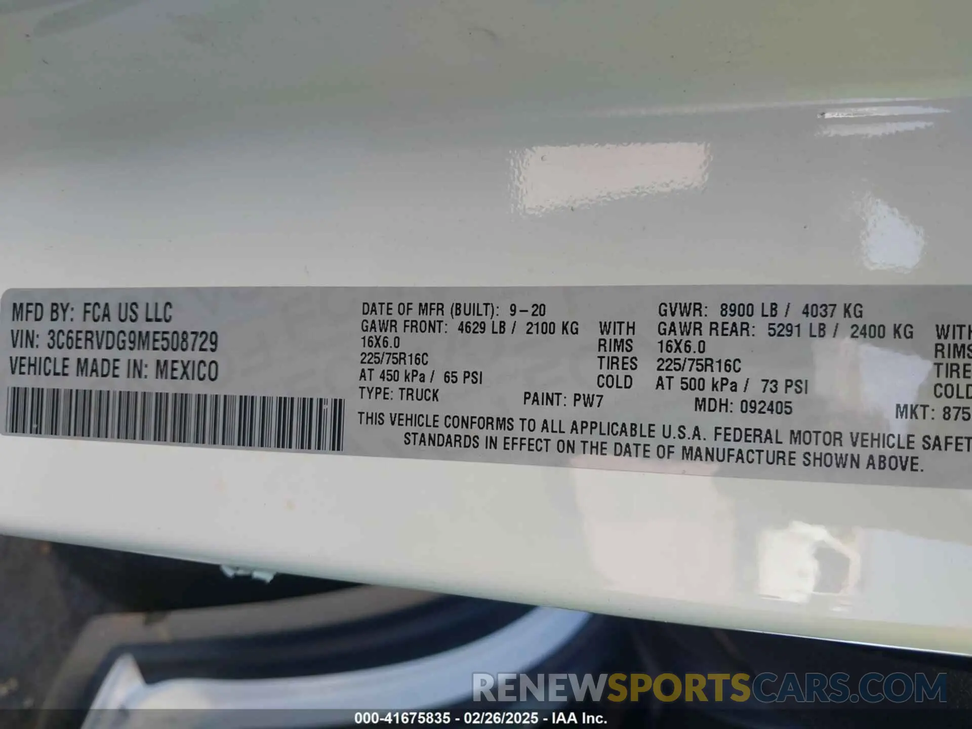 9 Photograph of a damaged car 3C6ERVDG9ME508729 RAM PROMASTER 2500 2021