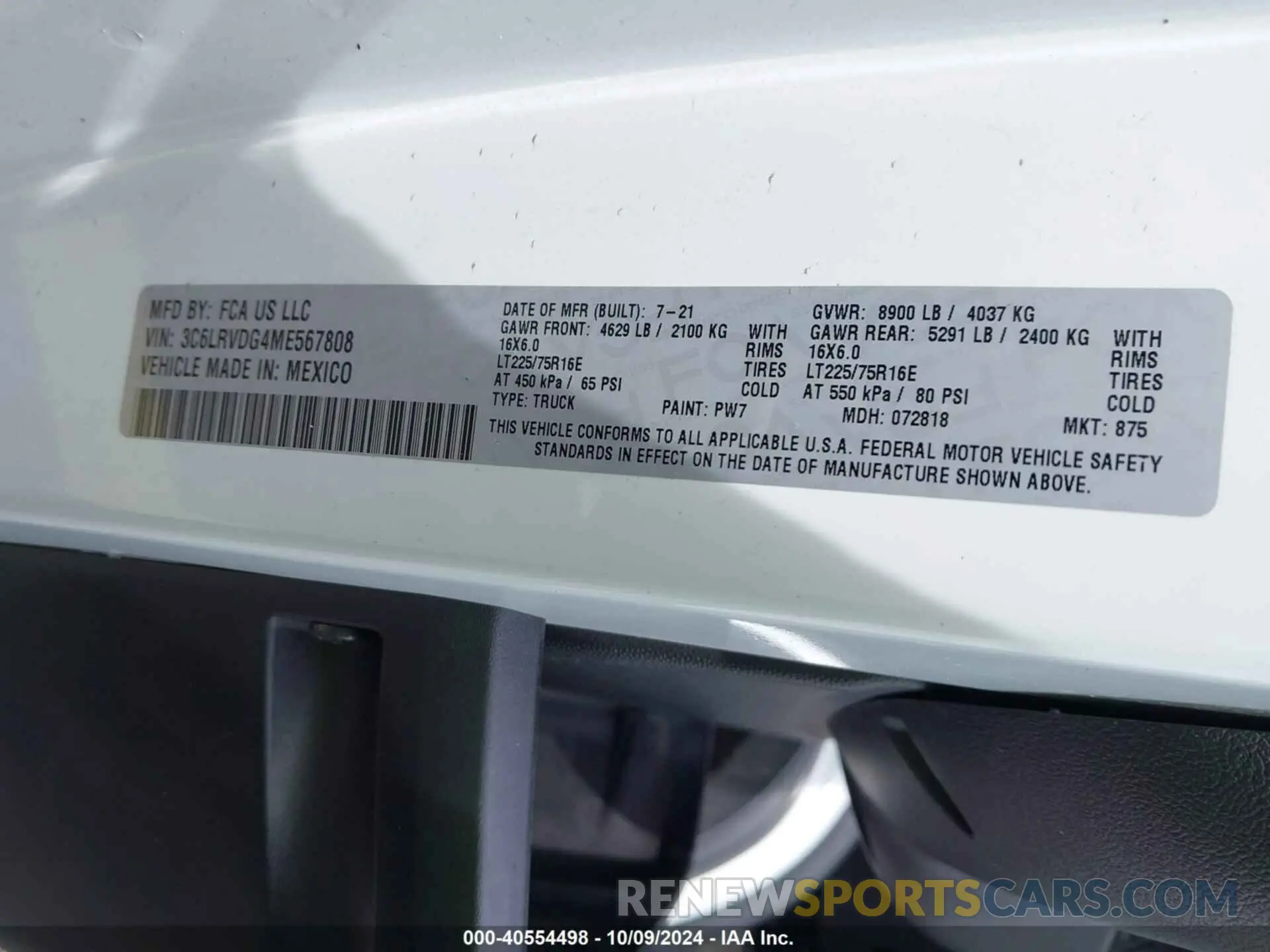 9 Photograph of a damaged car 3C6LRVDG4ME567808 RAM PROMASTER 2500 2021