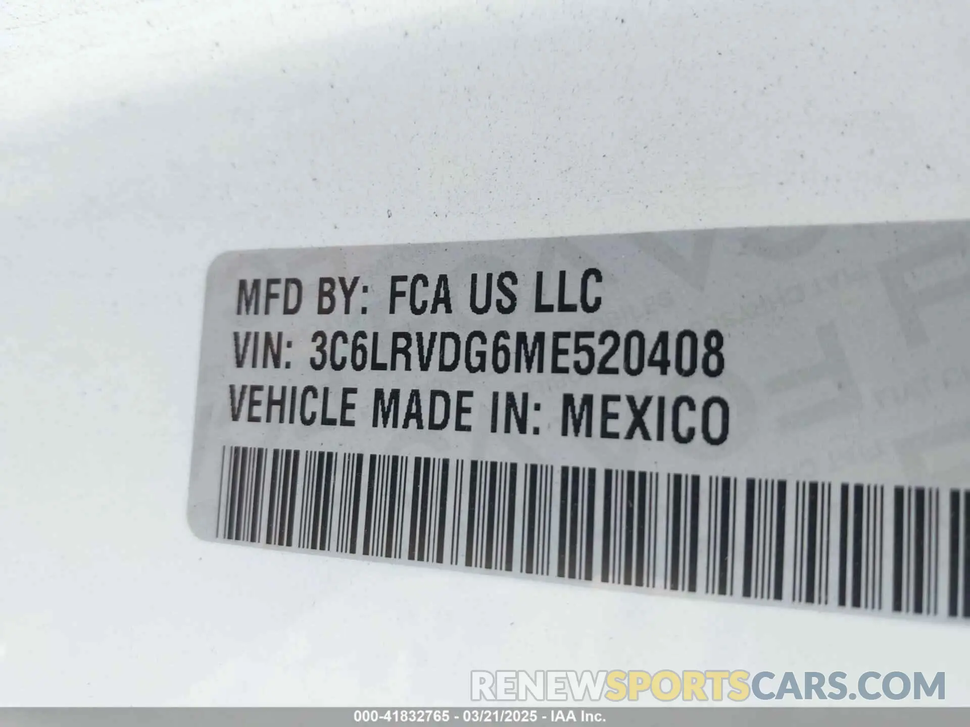 9 Photograph of a damaged car 3C6LRVDG6ME520408 RAM PROMASTER 2500 2021