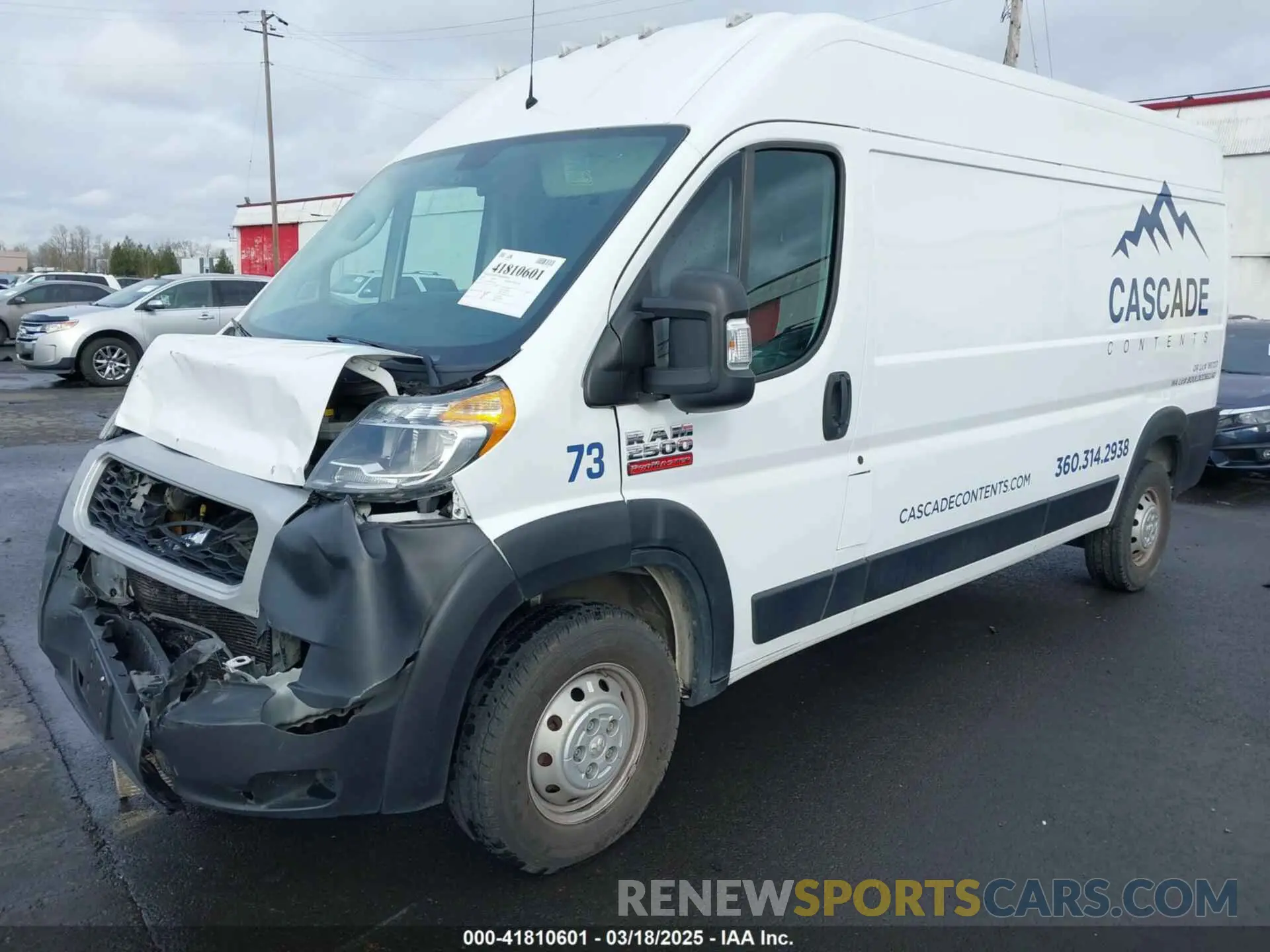2 Photograph of a damaged car 3C6LRVDG8ME513895 RAM PROMASTER 2500 2021